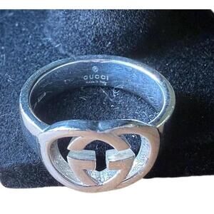 Gucci Ring Womens Size 6 Silver Interlocking GG Logo